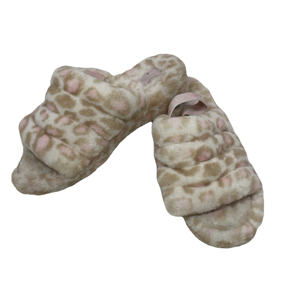 UGG Fluff Yeah comfy soft slipper slides Womens Size 12‎ Pink Panther Print Cozy